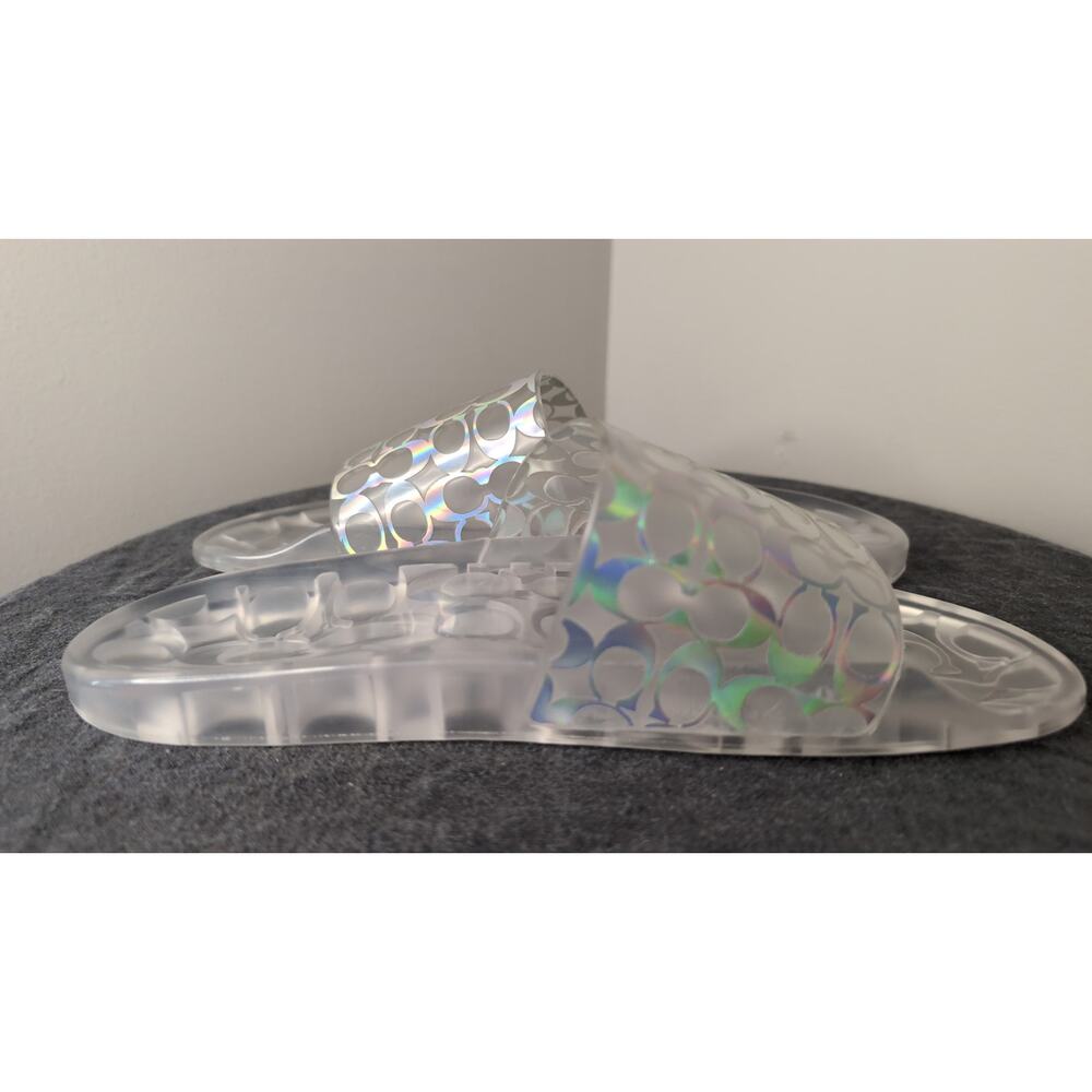 Coach Holographic Slide Sandals Size 9B Jelly Logo Pool Slides NWOT - Picture 7 of 8